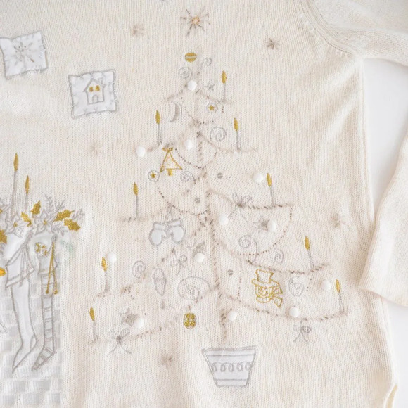 Vintage Holiday Editions Cream with Holiday Design Crewneck Sweater - Picture 11 of 14